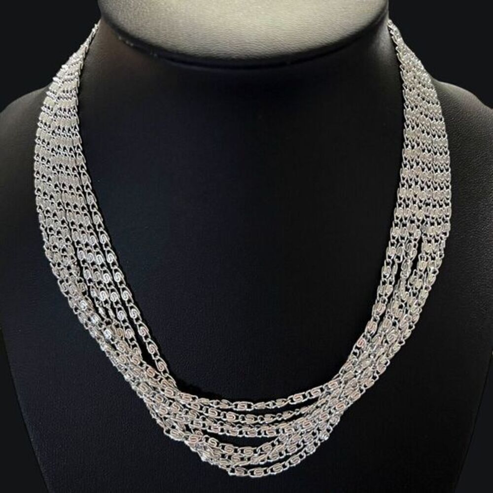 VINTAGE SARAH COVENTRY Women's Choker 8 Strand Silver Tone Aluminum 15 in - Picture 16 of 16